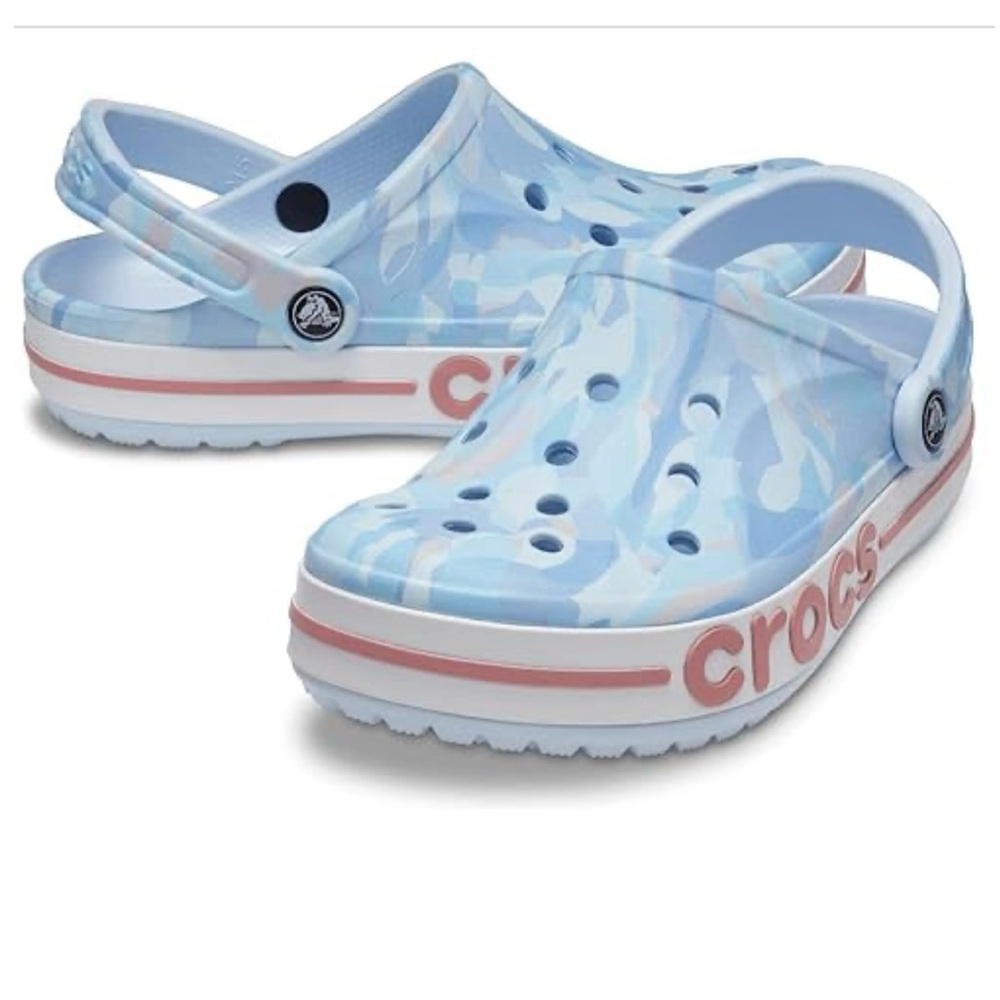 Crocs BAYABAND Blue Camo Round Toe Slip On Comfort - Mens Size 6 women size 8